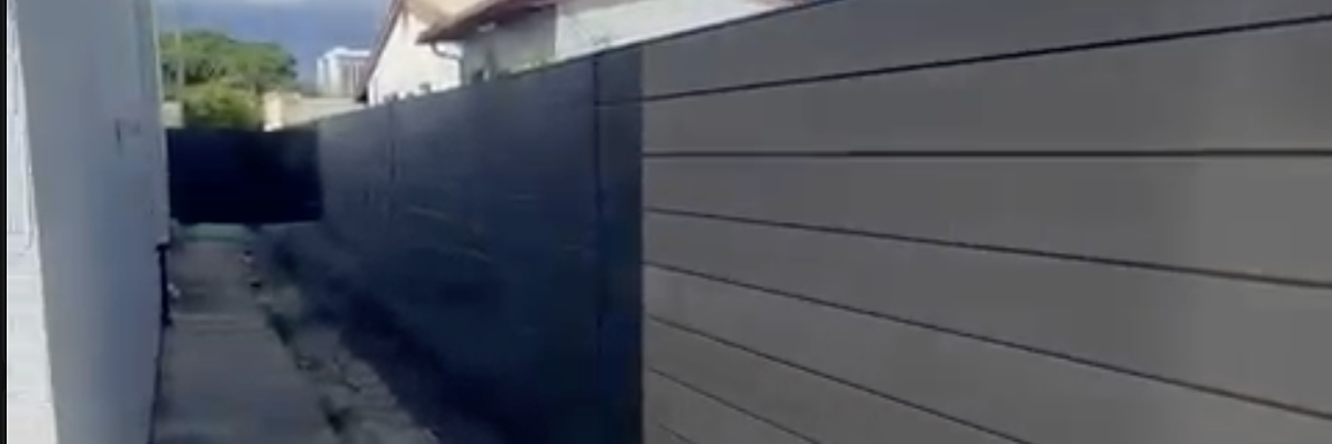 Modern Full-Privacy Horizontal Aluminum Fence & Custom Gate