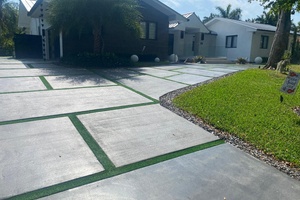 Modern Concrete and Turf Driveway