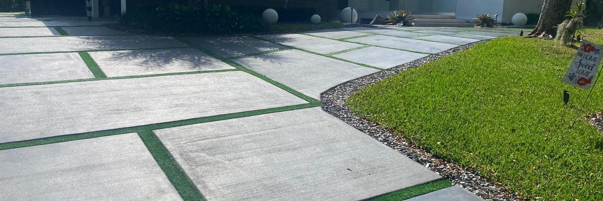 Modern Concrete and Turf Driveway
